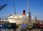 ID 1772 VICTORIA (1966/28891grt/IMO 6512354, ex-SEA PRINCESS, KUNGSHOLM. Renamed MONA LISA in 2002then OCEANIC II and in late 2007 THE SCHOLAR SHIP) undergoing refit at the A&P shipyard drydock, Southampton....